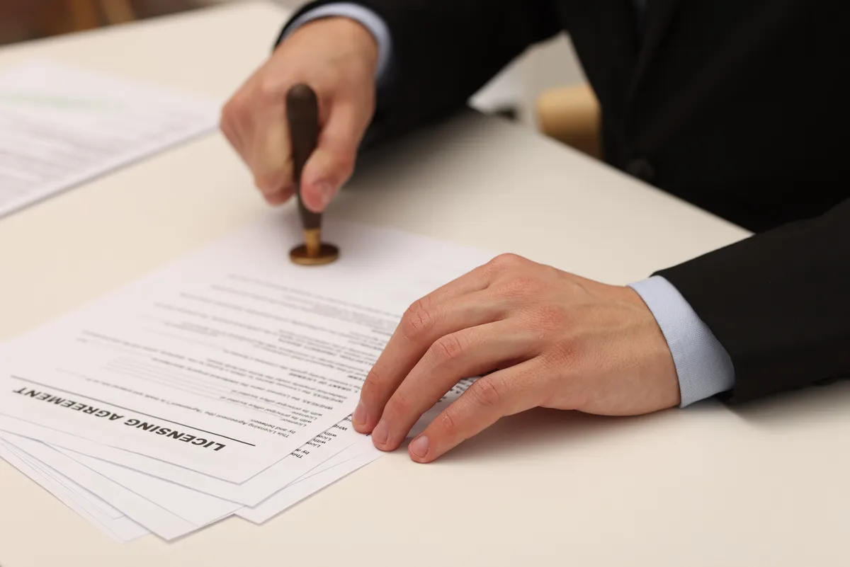 Illustrative photograph of a licensing agreement