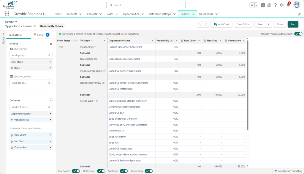 Salesforce Lead Funnel Report